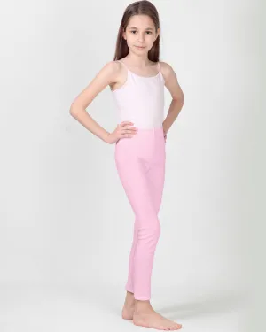 100% Organic Cotton High Waisted Ankle Length Leggings for Girls - Pink